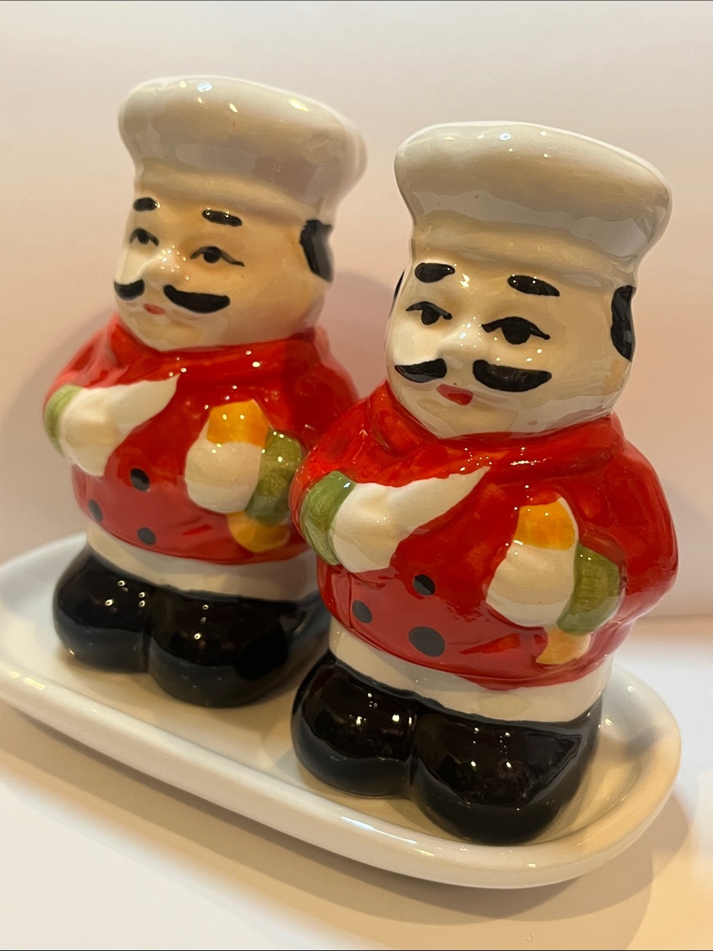 Red Chef Ceramic Salt and Pepper Shakers - Set of 2